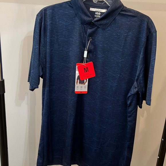 NWT Greg Norman ML75 Mens Blue Subdues Shark Short Sleeve, Sz Med - Picture 1 of 5